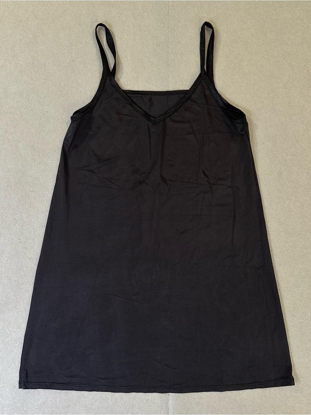 Vanity Fair Black V-Neck Slip Chemise with Adjustable Straps